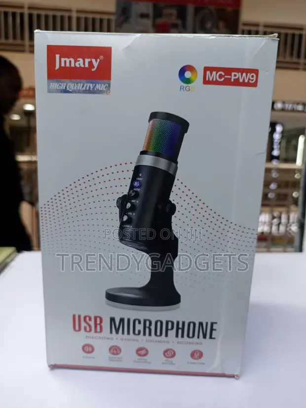 Jmary MC-PW9 RGB USB Microphone for Podcasting & Recording - 1