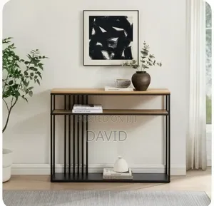 Brand New Console Table - Black Glossy Metal Frame