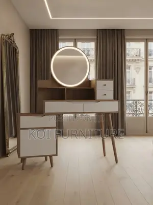 Brown Modern Elegant Sparkle Dressing Vanity
