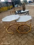 Octagonal Nesting Coffee Table with Marble Top - 1