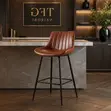 Non-Adjustable Leather Bar Stool - 4