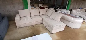 L-Shaped Sofa with Back Pillows - 6 Seater