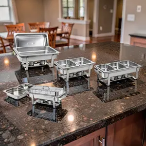 Chafing Dish ya Chuma cha Kutuozi 11L Tatu Yenye Kudumu