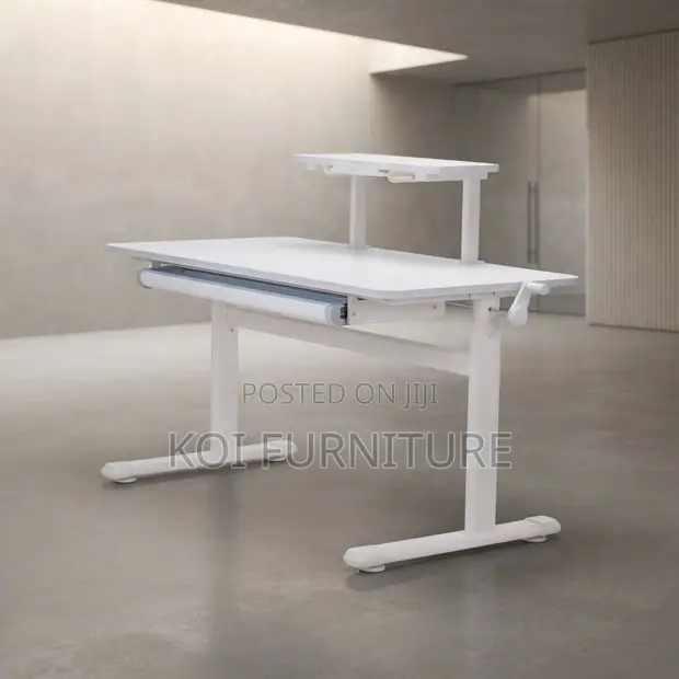 1.2m White Manual Adjustable Ergonomic Office Desk - 1