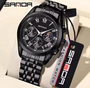Sanda 1523 Saa ya Wanaume Chronograph - Roman Numeral Black Dial