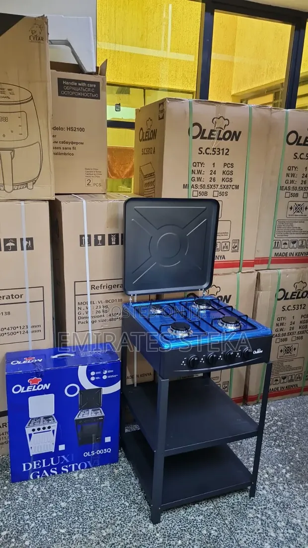 Olelon 4 Burner Cooker Kamili ya Gesi yenye Rafu - 1