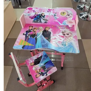 Adjustable Kids Study Table and Chair Set - Pink/Blue