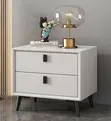 Elegant Modern Bedside Cabinet - White - 2