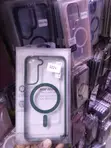 Transparent Case with Dark Green Border and MagSafe for Samsung Galaxy S22+ - 1