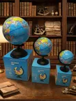 3-Piece Educational Globe Set - Desk World Maps (3 Sizes) - 1