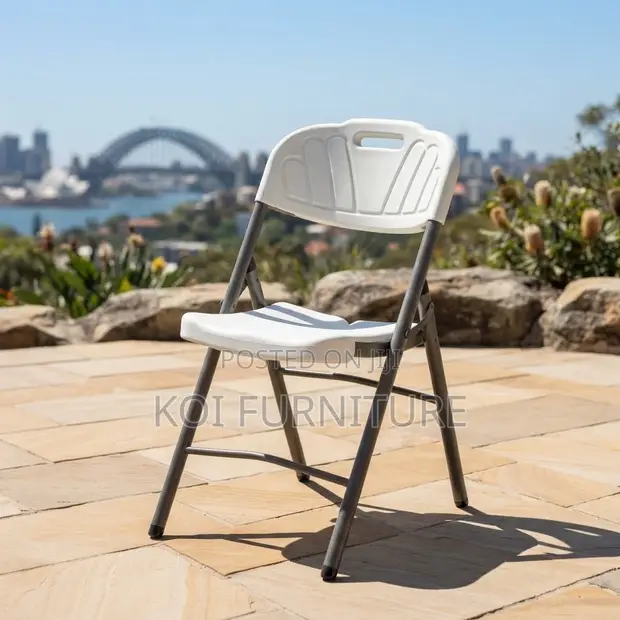 White Armless Foldable Patio Chair - 1