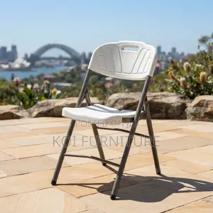 White Armless Foldable Patio Chair