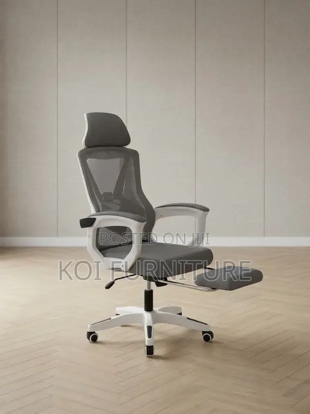 Kiti cha Ofisi cha Mesh chenye Ergonomic na Headrest na Footrest - 1
