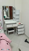 Jedwali la Kutengeneza na Kioo, Droo, Rafu na Kiti - 2
