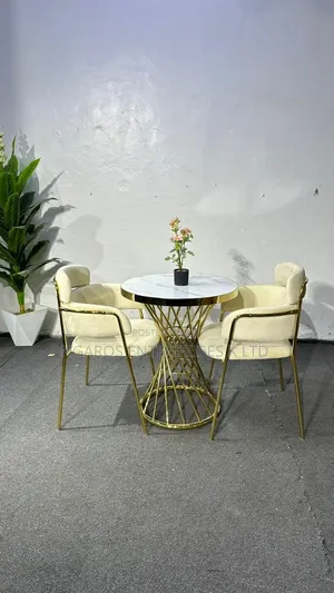 Modern Round Bench with Two Chairs