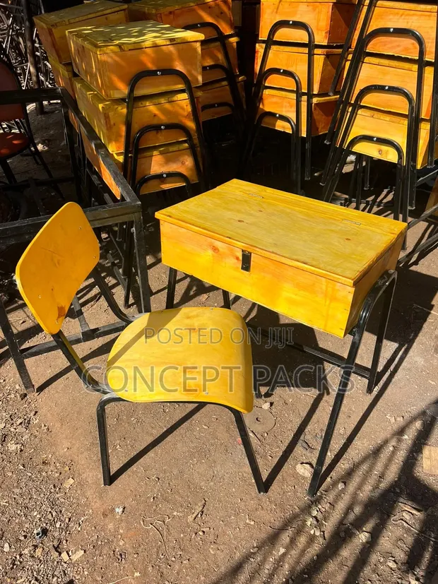 Cyprus Wood School Desk + Chair Set - 1