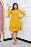 Chic Mustard Yellow Fitting Dress - 1
