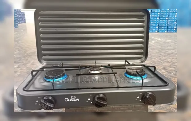 Olelon 3-Burner Gas Stove Cooker with Cover Lid - 1