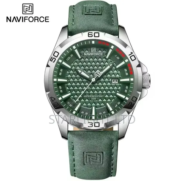 Naviforce Textured Grid Dial Watch with Auto Date - 1