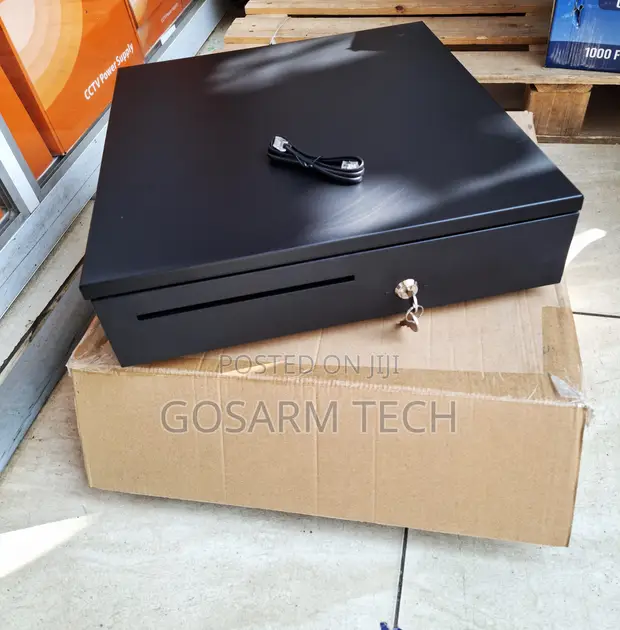 POS Cash Drawer Box with Key Lock and RJ11/RJ12 Connectivity - 1