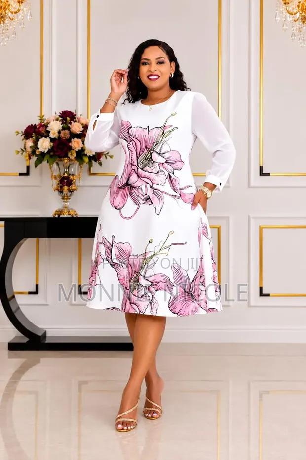 Trendy Fashion Floral-White Shift Dress - 1