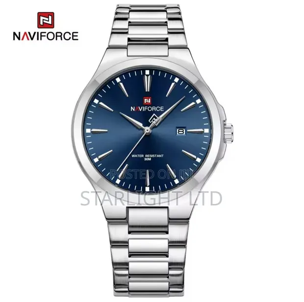 Naviforce Textured Grid Dial Watch with Auto Date - 1