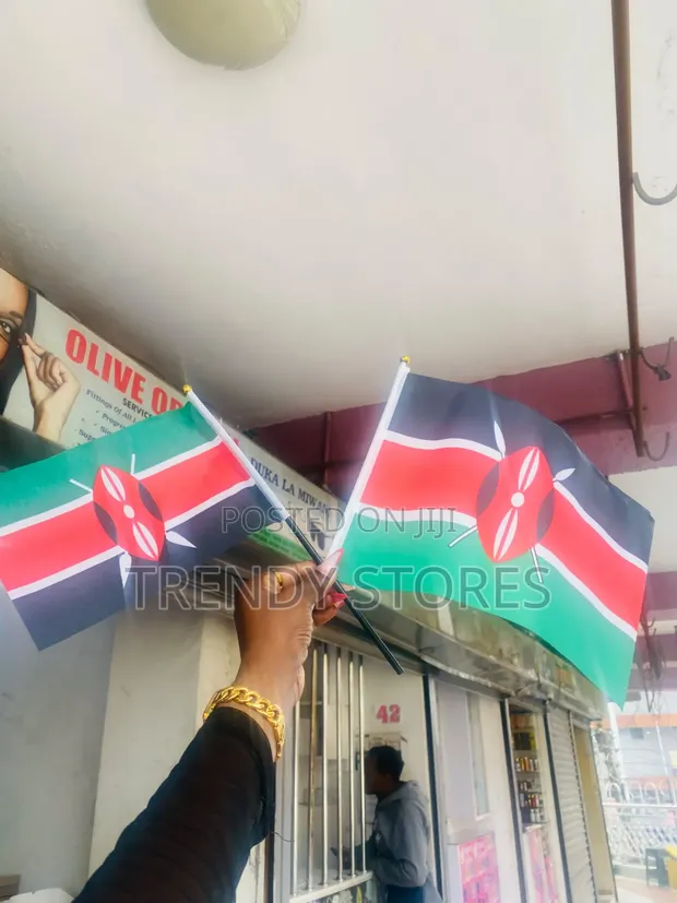 Handheld Kenyan Flag with Stand - 1