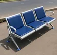 3-Seater Reception Waiting Bench - Blue & Silver - 1