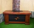 Executive Boss Desk 2M - Mahogany Gloss with Black Leather Top - 2