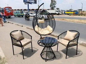 4-Piece Outdoor Balcony Set: Swing, 2 Chairs, Table