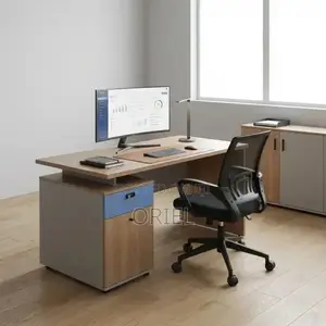Modern 140cm Office Desk - Brown