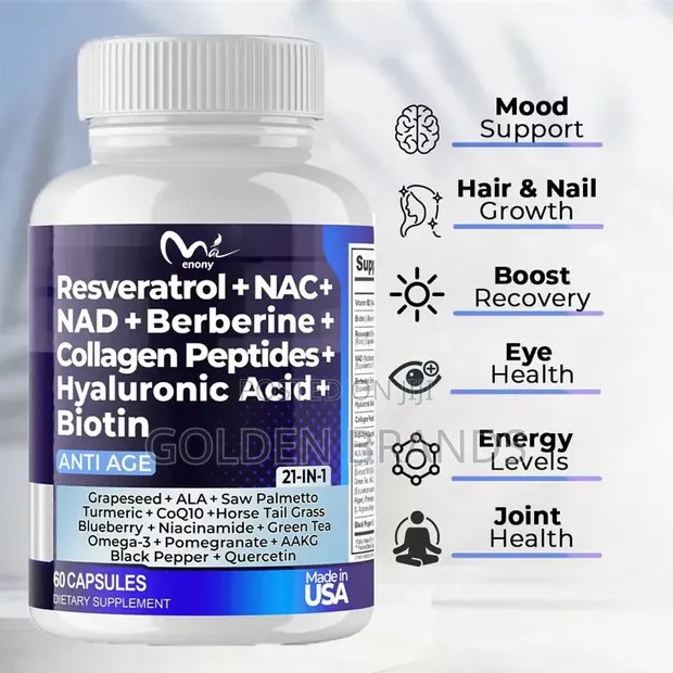 21-in-1 Anti-Aging Supplement - NAD+, Resveratrol, Berberine, Collagen - 1