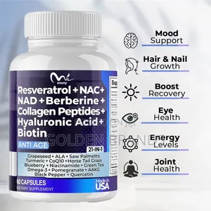 21-in-1 Anti-Aging Supplement - NAD+, Resveratrol, Berberine, Collagen