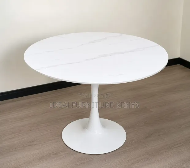 Tulip Dining Table - Round Marble Effect - 1