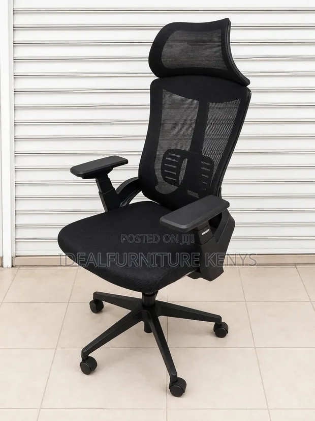 Ergonomic Mesh Office Chair with Headrest - Black - 1
