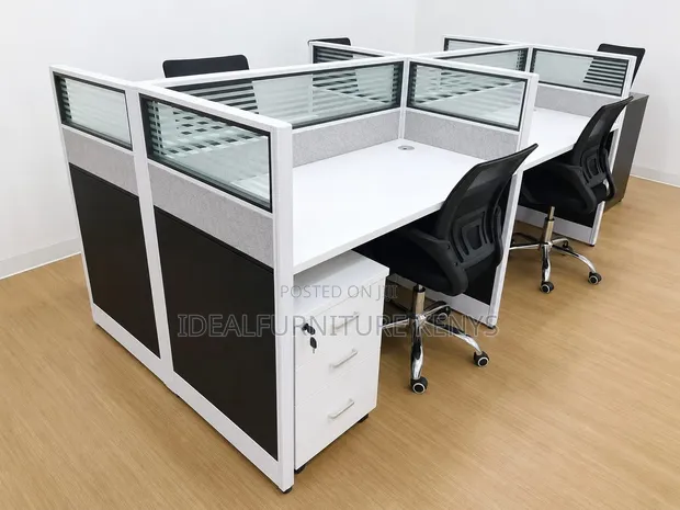 4-Way Office Workstation Cubicle Cluster - 1