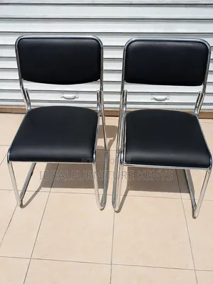 Chrome Frame Visitor Chairs - Black PU Leather