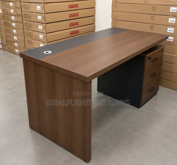 Two-Tone Office Desk 1.4M - Walnut & Grey - 1