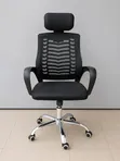 Black Mesh Ergonomic Office Chair with Headrest - 1
