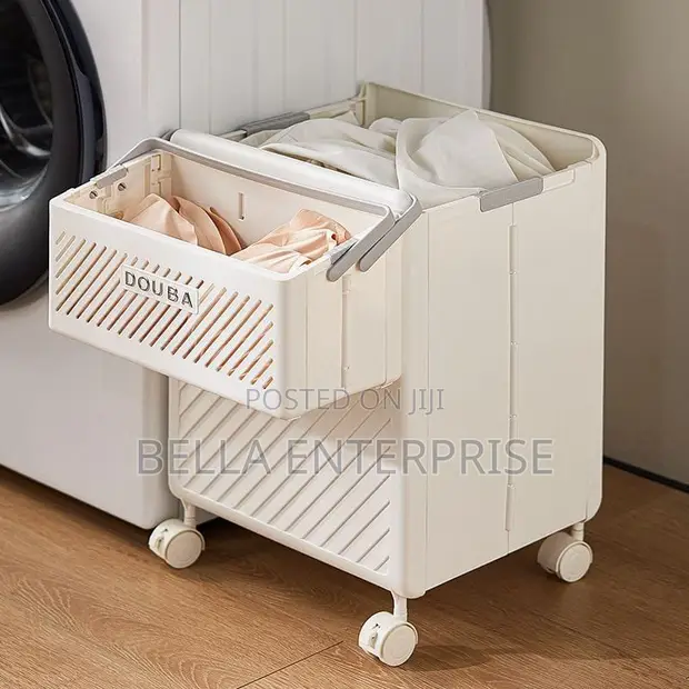 2pcs Foldable Laundry Hamper Basket with Wheels - 1