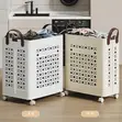 Foldable Multipurpose Hamper Basket with Wheels - 2