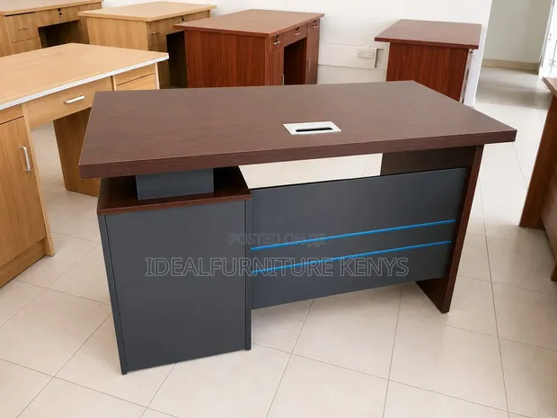 Executive Office Desk 1.4M - Walnut & Dark Grey - 1