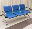 3-Seater Blue Leather Waiting Bench - 1