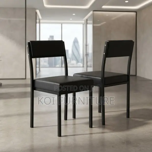 Catalina Armless Black Leather Staff Chair - 1