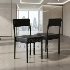 Catalina Armless Black Leather Staff Chair