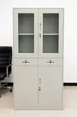 3-Section Metallic Storage Cabinet with Glass Top - 1