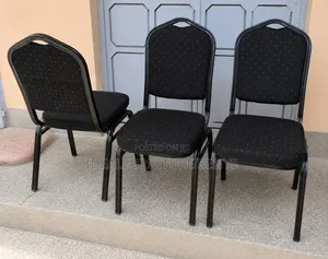 Banquet Stackable Chairs - Black Fabric with Gold Dots