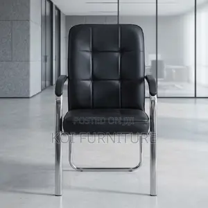 Padded Leather Visitor Reception Chair - Black