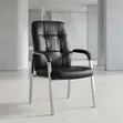Padded Leather Visitor Reception Chair - Black - 2