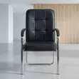 Padded Leather Visitor Reception Chair - Black - 4